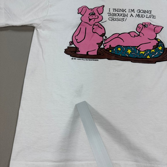 Vintage 1991 Mudlife Crisis Funny Graphic Tee Large‎ Single Stitch Made In USA - Picture 8 of 10